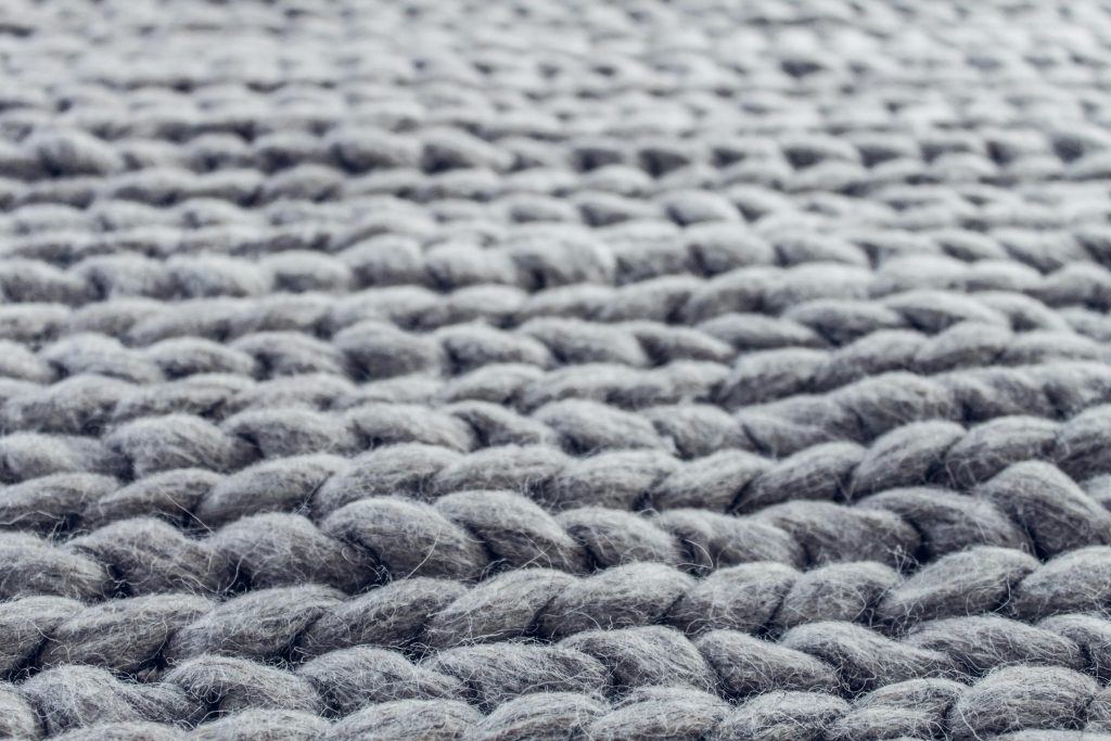 Close-up of Gray Cable Knit Cloth